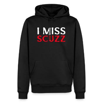 I Miss Scuzz - Men’s Premium Organic Hoodie - black - Front - Nico (187cm)