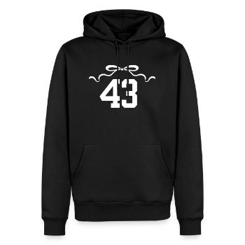 Numéro 43 noeud - 43e anniversaire - Sweat à capuche Premium bio Homme - noir - Devant - Nico (187cm)