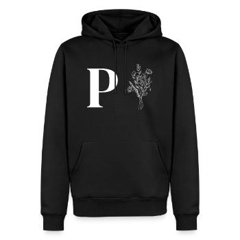 Lette p fleurs minimalistes - Sweat à capuche Premium bio Homme - noir - Devant - Nico (187cm)