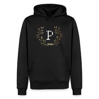 Buchstabe p Goldene Blumenkrone - Männer Premium Bio Hoodie - Schwarz - Vorne - Nico (187cm)