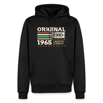 60th Birthday Cassette April Vintage 1965 - Men’s Premium Organic Hoodie - black - Front - Nico (187cm)