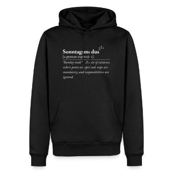Sonntagsmodus - Lustiger deutscher Ausdruck - Männer Premium Bio Hoodie - Schwarz - Vorne - Nico (187cm)