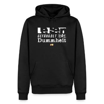 Lesen gefährdet die Dummheit – Leseratte Humor - Männer Premium Bio Hoodie - Schwarz - Vorne - Nico (187cm)