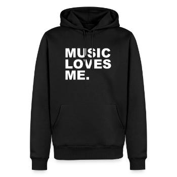 La musique m’aime - La musique m’aime - Sweat à capuche Premium bio Homme - noir - Devant - Nico (187cm)