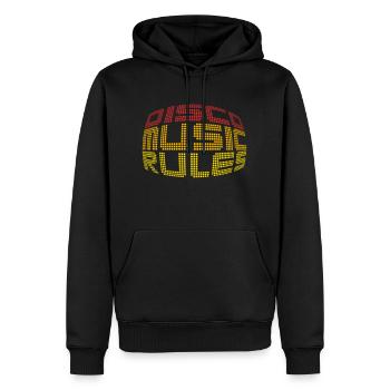 Disco Music Rules - Männer Premium Bio Hoodie - Schwarz - Vorne - Nico (187cm)
