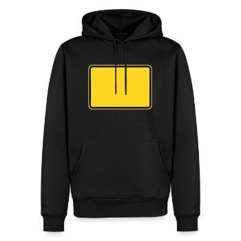 signe de Ville - Votre ville - votre ville - Sweat à capuche Premium bio Homme - noir - Devant - Nico (187cm)