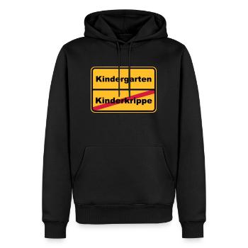 Ortsschild Kinderkrippe - Männer Premium Bio Hoodie - Schwarz - Vorne - Nico (187cm)