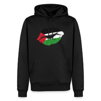 Kiss (Palestine / Palestine) - Sweat à capuche Premium bio Homme - noir - Devant - Nico (187cm)
