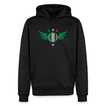 Fußball Emblem (Flügel, Italien) - Männer Premium Bio Hoodie - Schwarz - Vorne - Nico (187cm)