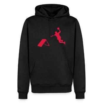 tchoukball silhouette ombre shadow9 but - Sweat à capuche Premium bio Homme - noir - Devant - Nico (187cm)