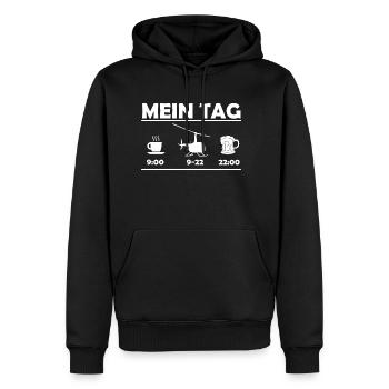 Mein Tag Hubschrauber - Männer Premium Bio Hoodie - Schwarz - Vorne - Nico (187cm)