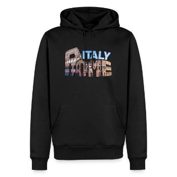 Arène de typographie Italie Rome Coliseum - Sweat à capuche Premium bio Homme - noir - Devant - Nico (187cm)