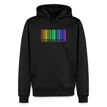 Barcode Regenbogen - Männer Premium Bio Hoodie - Schwarz - Vorne - Nico (187cm)