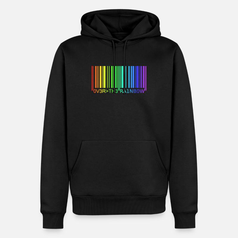 Barcode Regenbogen - Männer Premium Bio Hoodie - Schwarz