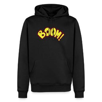 boom geek gamer fun quote gaming comics - Männer Premium Bio Hoodie - Schwarz - Vorne - Nico (187cm)