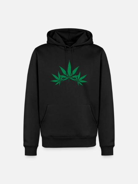 cannabis Cannabisblatt Ganjakraut Haschisch - Männer Premium Bio Hoodie - Schwarz