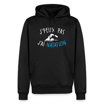 je peux pas j'ai natation - Sweat à capuche Premium bio Homme - noir - Devant - Nico (187cm)