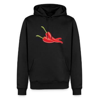 rote Chilischoten - Männer Premium Bio Hoodie - Schwarz - Vorne - Nico (187cm)