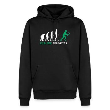 The Evolution of Hurling - Men’s Premium Organic Hoodie - black - Front - Nico (187cm)