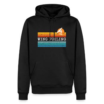 Wing Foiling Surf Surfing Surfer - Sweat à capuche Premium bio Homme - noir - Devant - Nico (187cm)