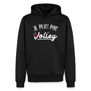 J'ai volley Cadeau humour personnalisé - Sweat à capuche Premium bio Homme - noir - Devant - Nico (187cm)