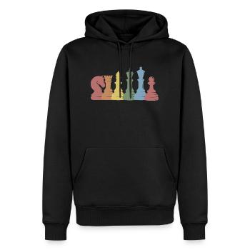 Retro Schachfiguren - Männer Premium Bio Hoodie - Schwarz - Vorne - Nico (187cm)