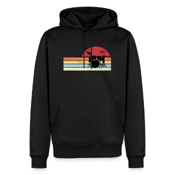 Batterie Batteur Cadeau Musicien Vintage - Sweat à capuche Premium bio Homme - noir - Devant - Nico (187cm)