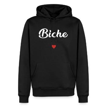 biche idée cadeau femme et homme - Sweat à capuche Premium bio Homme - noir - Devant - Nico (187cm)