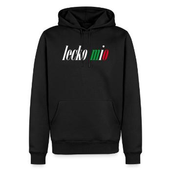 lecko mio - Männer Premium Bio Hoodie - Schwarz - Vorne - Nico (187cm)