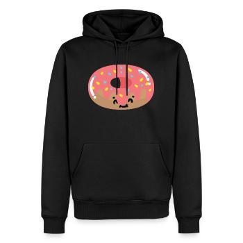 Beignet kawaii - Sweat à capuche Premium bio Homme - noir - Devant - Nico (187cm)