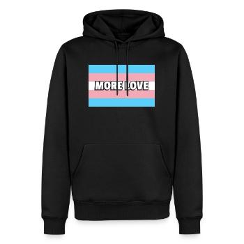 Trans Pride MEHR LIEBE - Männer Premium Bio Hoodie - Schwarz - Vorne - Nico (187cm)