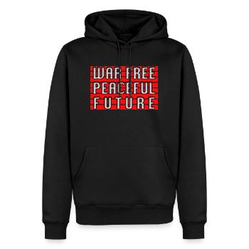 WAR FREE PEACEFUL FUTURE - Männer Premium Bio Hoodie - Schwarz - Vorne - Nico (187cm)