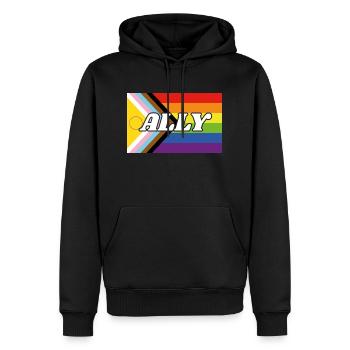 Ally Inclusive Pride Progress Flag - Men’s Premium Organic Hoodie - black - Front - Nico (187cm)