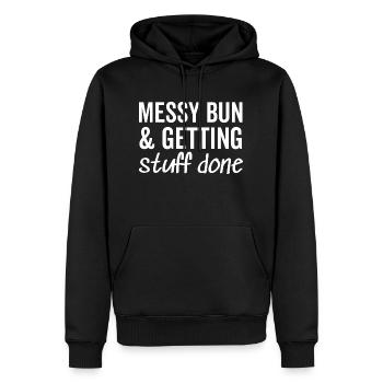 Unordentliches Brötchen und Dinge erledigen - Männer Premium Bio Hoodie - Schwarz - Vorne - Nico (187cm)