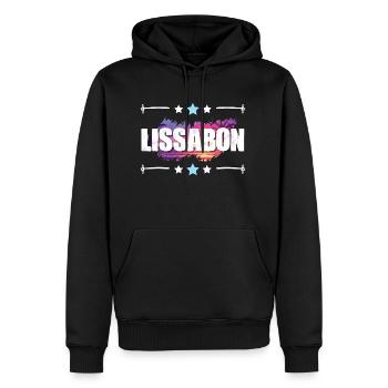 Lissabon - Männer Premium Bio Hoodie - Schwarz - Vorne - Nico (187cm)