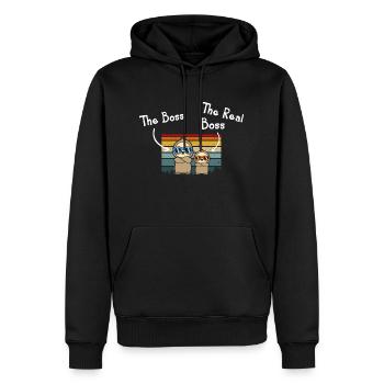The Boss The Real Boss Papa Sohn Faultier - Männer Premium Bio Hoodie - Schwarz - Vorne - Nico (187cm)