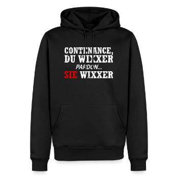 Contenance, Du Wixxer - Männer Premium Bio Hoodie - Schwarz - Vorne - Nico (187cm)