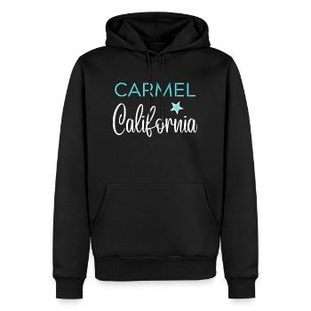 CARMEL California - Sweat à capuche Premium bio Homme - noir - Devant - Nico (187cm)