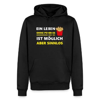 Ein Leben ohne Pommes - Männer Premium Bio Hoodie - Schwarz - Vorne - Nico (187cm)