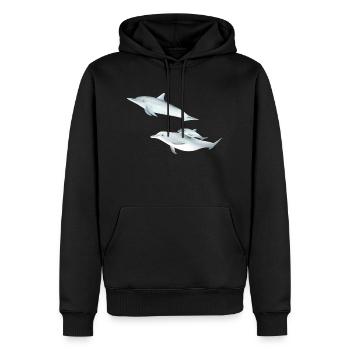 drôle de famille de dauphins - Sweat à capuche Premium bio Homme - noir - Devant - Nico (187cm)
