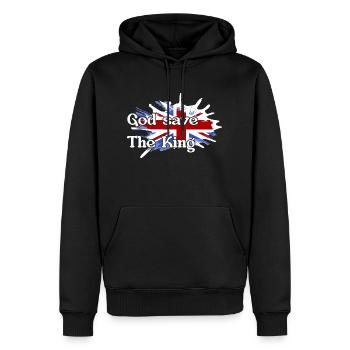 god save the king - Nouveau roi angleterre - Sweat à capuche Premium bio Homme - noir - Devant - Nico (187cm)