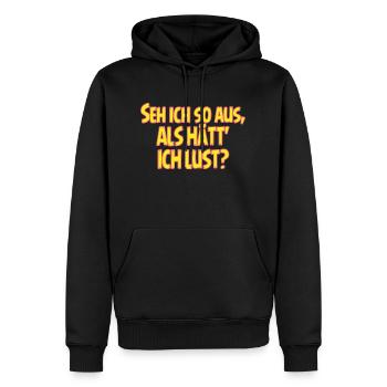 SSW137 Seh ich so aus als hätte ich Lust - Männer Premium Bio Hoodie - Schwarz - Vorne - Nico (187cm)
