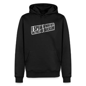 speak lyrics and sarcasm - Men’s Premium Organic Hoodie - black - Front - Nico (187cm)