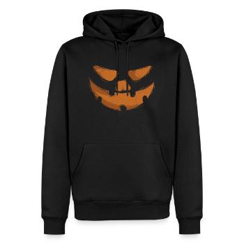 Creepy Halloween Pumpkin, Jack O'Lantern - Men’s Premium Organic Hoodie - black - Front - Nico (187cm)