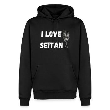 I LOVE SEITAN - Männer Premium Bio Hoodie - Schwarz - Vorne - Nico (187cm)