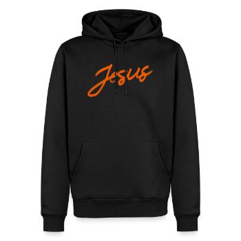 Jesus Kreuz Geschenk Gott - Männer Premium Bio Hoodie - Schwarz - Vorne - Nico (187cm)
