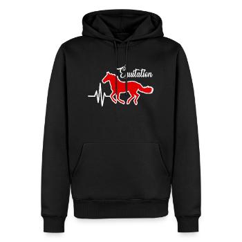 Cheval Rythme Cardiaque Équitation - Sweat à capuche Premium bio Homme - noir - Devant - Nico (187cm)