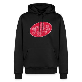 Citation Bonne année - Sweat à capuche Premium bio Homme - noir - Devant - Nico (187cm)