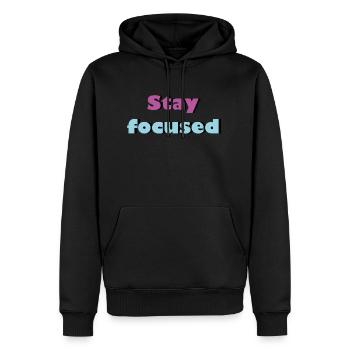 Restez concentré - Sweat à capuche Premium bio Homme - noir - Devant - Nico (187cm)