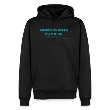 Norwegens Fjorde - feiere Deine Reise! - Männer Premium Bio Hoodie - Schwarz - Vorne - Nico (187cm)